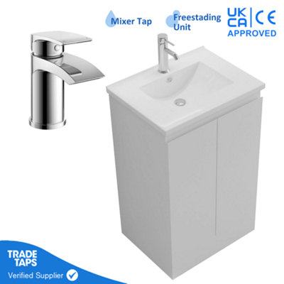 GravaHaus 500mm Freestanding Bathroom Vanity Unit With Basin Chrome Round Tap & Waste from B&Q