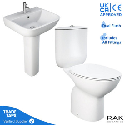 RAK Ceramics Rak Morning Close Coupled Toilet Wc With S600 Basin & Pedestal Set from B&Q