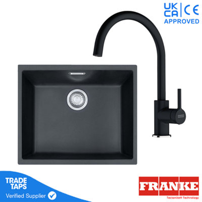 Franke Sirius Kitchen Sink With Lina Mixer Tap Swivel Spout Single Lever Black