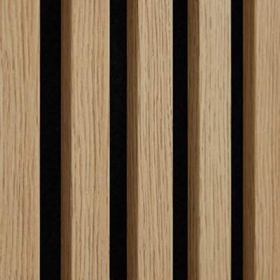 Mcw Sample Acoustic Slat Wall PanelDecorative & Sound Absorbing Wooden Slatted Wall Pannelling 220 X 100 X 21mm Oak Natural from B&Q