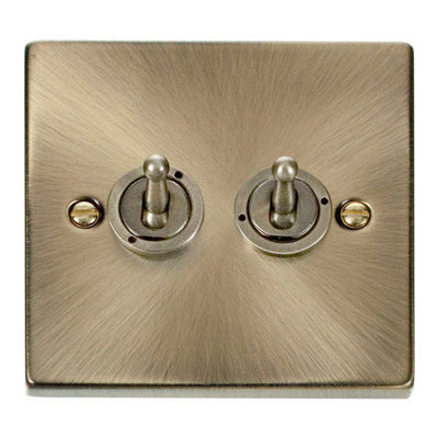 Antique Brass 2 Gang 2 Way 10Ax Toggle Light SwitchSe Home from B&Q