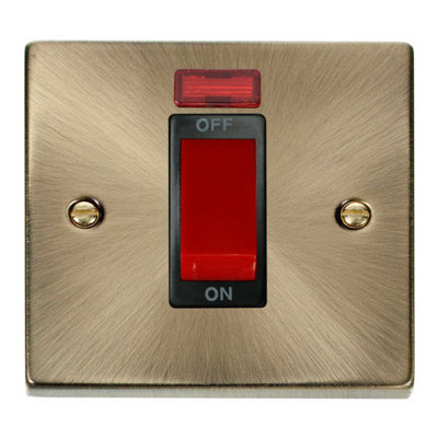 Antique Brass 1 Gang Size 45A Switch With NeonBlack TrimSe Home