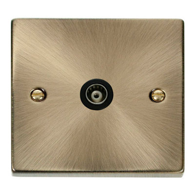 Antique Brass Single Isolated Coaxial SocketBlack TrimSe Home