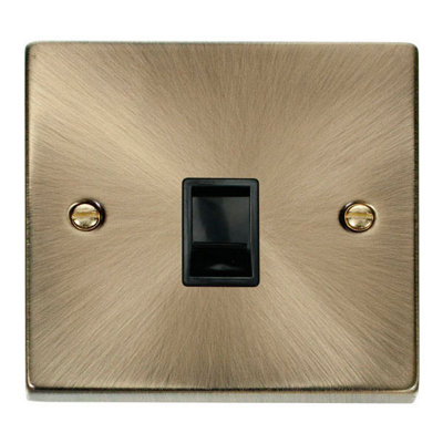 B&Q - Antique Brass Rj11 SocketBlack TrimSe Home