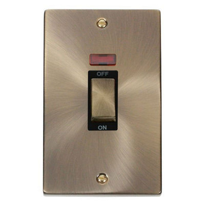 Antique Brass 2 Gang Ingot Size 45A Switch With NeonBlack TrimSe Home