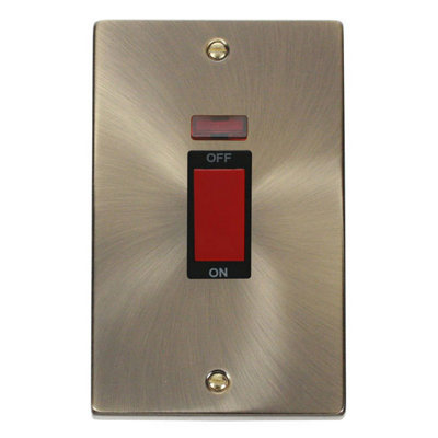 Antique Brass 2 Gang Size 45A Switch With NeonBlack TrimSe Home