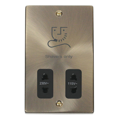 Se Home Antique Brass Shaver Socket 115V/230V - Trim Black