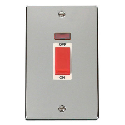Polished Chrome 2 Gang Size 45A Switch With NeonWhite TrimSe Home