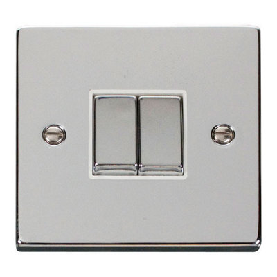 Polished Chrome 10A 2 Gang 2 Way Ingot Light SwitchWhite TrimSe Home from B&Q