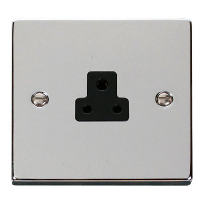 Polished Chrome 1 Gang 2A Round Pin SocketBlack TrimSe Home