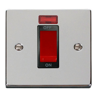 Polished Chrome 1 Gang Size 45A Switch With NeonBlack TrimSe Home