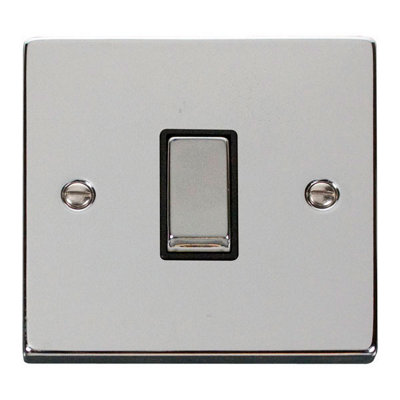 B&Q - Polished Chrome 10A 1 Gang 2 Way Ingot Light SwitchBlack TrimSe Home