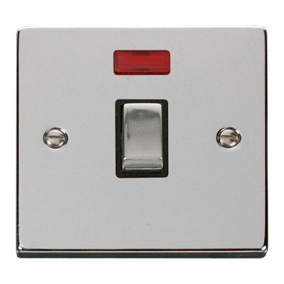 Polished Chrome 1 Gang 20A Ingot Dp Switch With NeonBlack TrimSe Home from B&Q