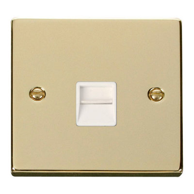 Polished Brass Secondary Telephone Single SocketWhite TrimSe Home from B&Q