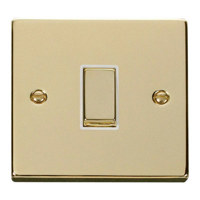 Polished Brass 10A 1 Gang Intermediate Ingot Light SwitchWhite TrimSe Home from B&Q