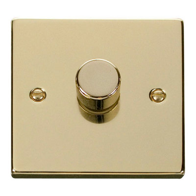 Polished Brass 1 Gang 2 Way Led 100W Trailing Edge Dimmer Light SwitchSe Home from B&Q