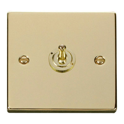 Polished Brass 1 Gang 2 Way 10Ax Toggle Light SwitchSe Home