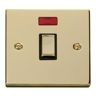 Polished Brass 1 Gang 20A Ingot Dp Switch With NeonBlack TrimSe Home from B&Q
