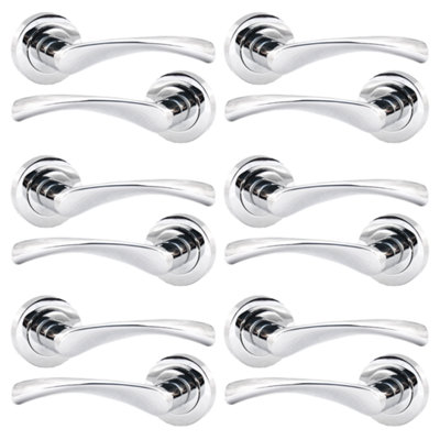 Betley Butterfly MultiPack Astrid Door Handles Latch Twist Lever On RoseChrome 120mmAluminiumPack Of 6 from B&Q