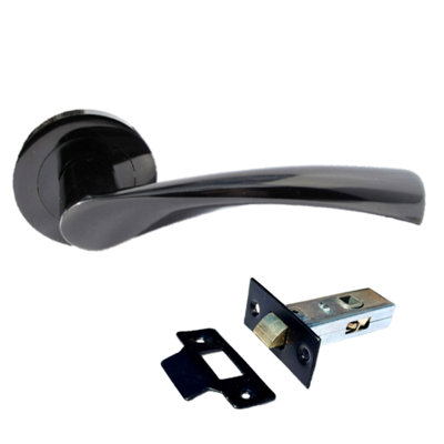 Betley Butterfly Astrid Door Handles Latch Twist Lever On RoseBlack Nickel Latch 120mm50mm from B&Q