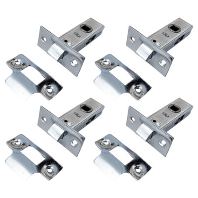 B&Q -  Mortice Tubular Door Latch 63mm Internal Door Catch Handle Nickle PlatePack Of 4
