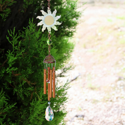 B&Q -  Rose Gold Sun Wind Chime With CrystalGarden Chimes 58Cm X 8Cm X 6CmCopper