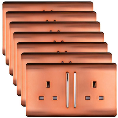 Trendi Switch 2 Gang Long Switched Plug Socket Copper Pack of 7 - Image 6