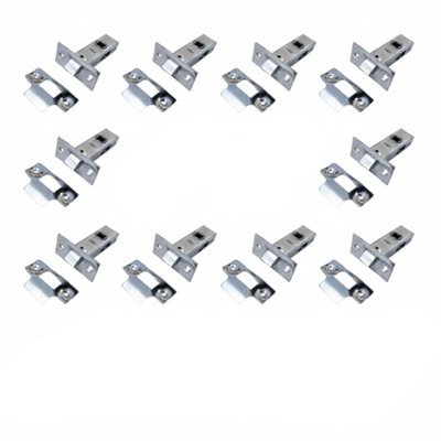 B&Q -  Mortice Tubular Door Latch 63mm Internal Door Catch Handle Nickle PlatePack Of 10