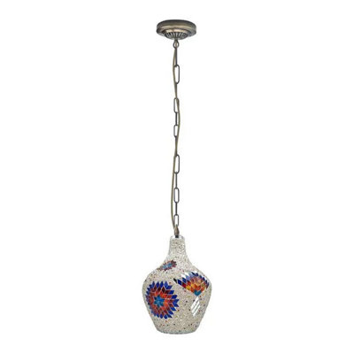  - Handmade Moroccan Turkish Mosaic Glass Pendant Light Colorful Ceiling Fixture With Bulb