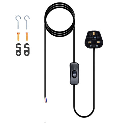  - E27 Plug In Black Light Socket Cord Ceiling Hanging Lights2M
