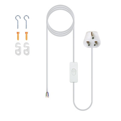 E27 Plug In Hanging Ceiling Pendant Light Fixture White Lamp Bulb Socket Cord4M from B&Q