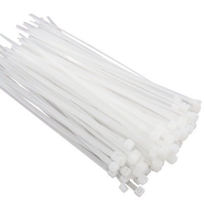  - 100 Pack White Reusable Nylon Cable Ties  Adjustable Zip Ties For Wire Management 450mm X 4.6mm