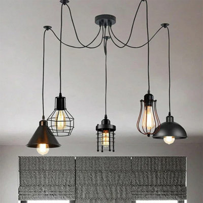 Ledsone 5 Way Vintage Spider Ceiling Pendant Light2M Adjustable CableE27 60W110-240V from B&Q
