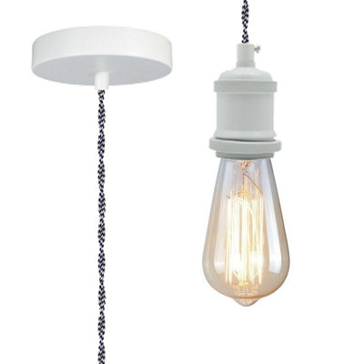 Vintage Twisted Braided Flex 2M E27 Lamp Holder Pendant Light from B&Q