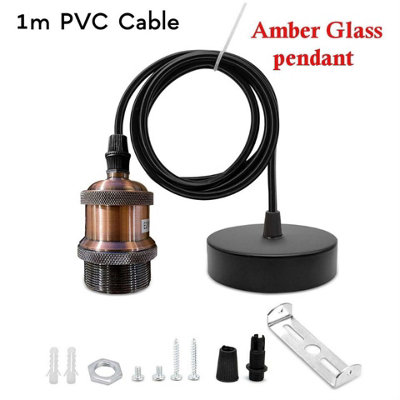 Industrial E27 Pendant Light Fixture  Vintage Hanging Lamp Holder For Ceiling Lighting from B&Q