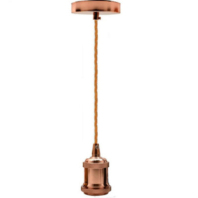 1M Rose Gold Twisted Cable Pendant  E27 Rose Gold Lamp Holder For Ceiling Hanging Light Fixture from B&Q