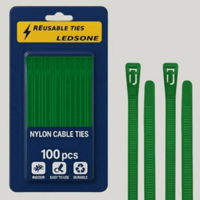 Pack Of 100 Zip Ties Releasable Heavy Duty Reusable Nylon Cable Ties Wraps from B&Q