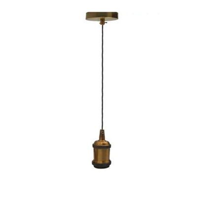 1M Twisted Cable Pendant Light  E27 Yellow Brass Full Lamp Holder from B&Q