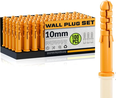  - 10mm 100Pcs Yellow Plastic Drywall Anchors Anti Rotation Wall Plugs For Secure Fixing In BrickConcrete & Plasterboard