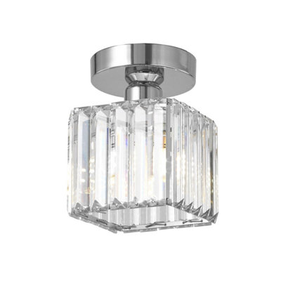 Modern K9 Crystal Square Ceiling Light Semi Flush Mount Luxury Fixture For BedroomLiving RoomHallway from B&Q