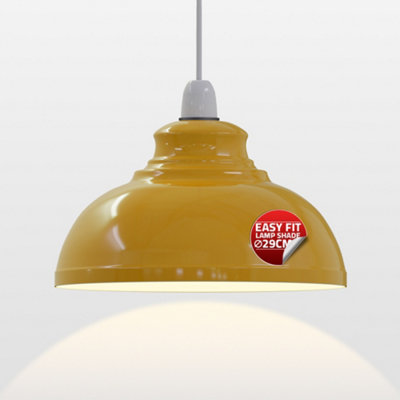  - Retro Yellow Metal Easy Fit Ceiling Light Shade (D)29Cm Pendant Hanging Lamp Shades