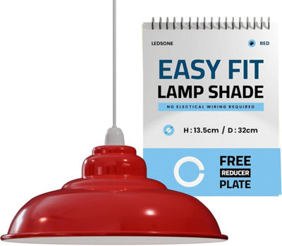 Red Metal Ceiling Lamp Shade Replacement Pendant Light Shades Easy Fit 32Cm Modern Ceiling Lighting Shade Industrial Hanging Lamp from B&Q