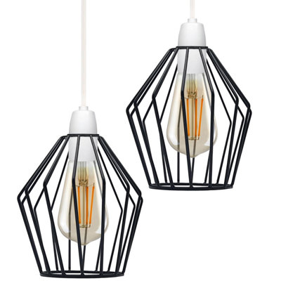 Metal Wire Cage Ceiling Lamp Geometric Pendant Light ShadeIndustrial Modern Hanging Fixture from B&Q