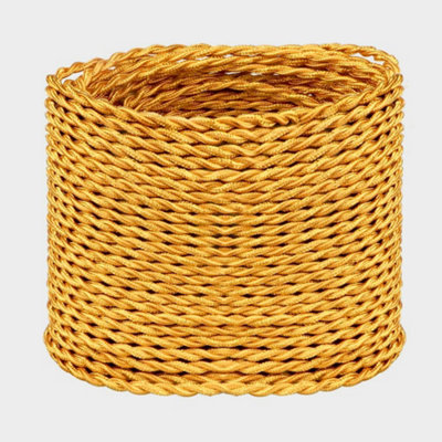  - Gold 3 Core Twisted Fabric Lighting Cable 10M Decorative Electrical Wire 3 Core Flexible Cable 3 Core Cable Electric Cable Cord