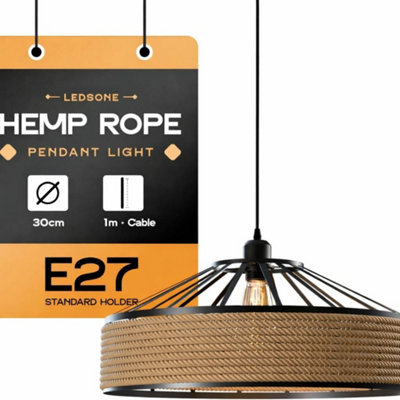  - Ledsone 30Cm Retro Hemp Rope Pendant Light With Adjustable Pvc Cable For HomeBarRestaurantCafe