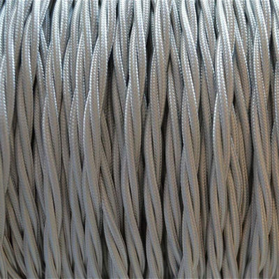 Grey 3 Core Twisted Fabric Electric Cable 0.75mm Silk Woven Cloth Convered Cable 3-Core Flex Cable5M from B&Q
