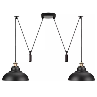  - Vintage Pendant Light 2 Light Industrial Ceiling Light Hanging Lamp Retro Design For Dining Room & Living Room