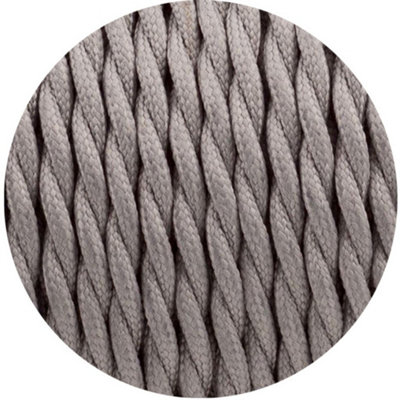5M Grey 2 Core 8Amp Twisted Electric Fabric 0.75mm Cable from B&Q