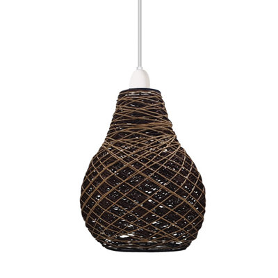  - Ledsone Retro Rattan Lampshade  Easy Fit E27Industrial Ceiling Light Shade