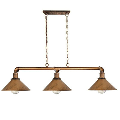  - Industrial Steampunk 3 Way Pendant Light  Vintage Ceiling Hanging